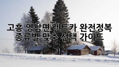 고흥 영남면 렌트카 완전정복!🚗💨 종류별 맞춤 선택 가이드